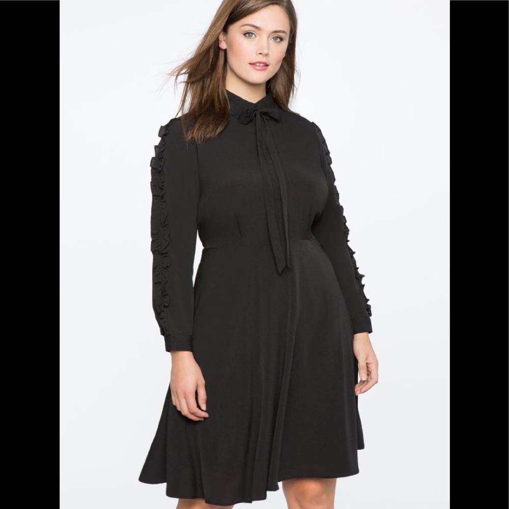 Ruffle Sleeve Dress with Bow Detail Dress